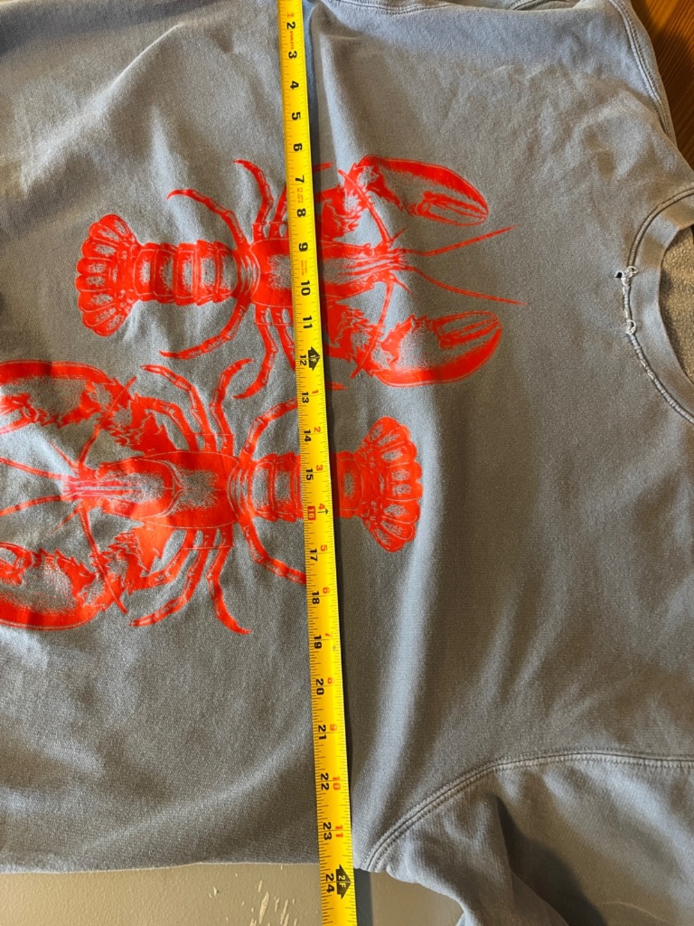 Comfort Colors Distressed Blue Sweatshirt with Red Lobster Print Oversized Fit - Picture 12 of 16